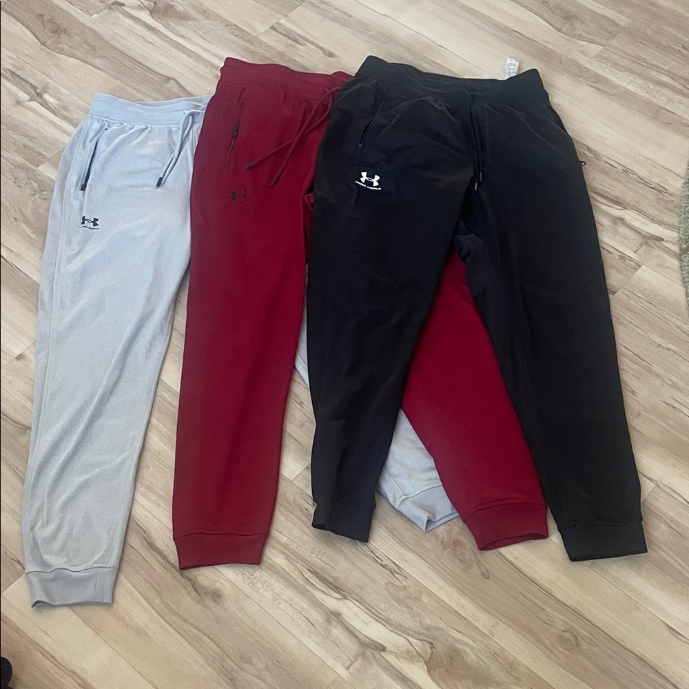 3 Under Armour Men's Joggers - Black, Red, Gray